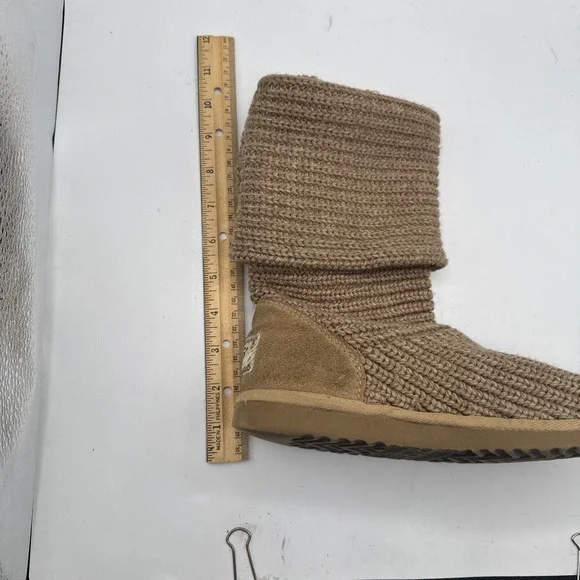UGG Classic Knit Cardy MId Calf to Tall Boots Gray Style 5819 Size 5 Tan Camel - Picture 14 of 14